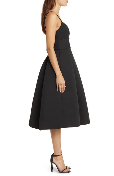 Amsale Faille Cocktail Midi Dress In Black