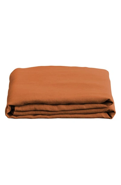 Shop Bed Threads Linen Flat Sheet In Rust