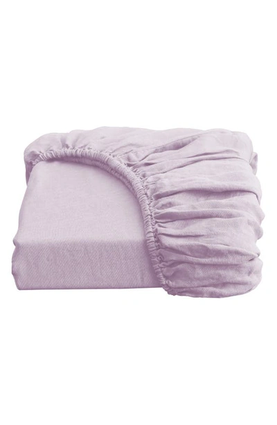 Shop Bed Threads Linen Fitted Sheet In Purple
