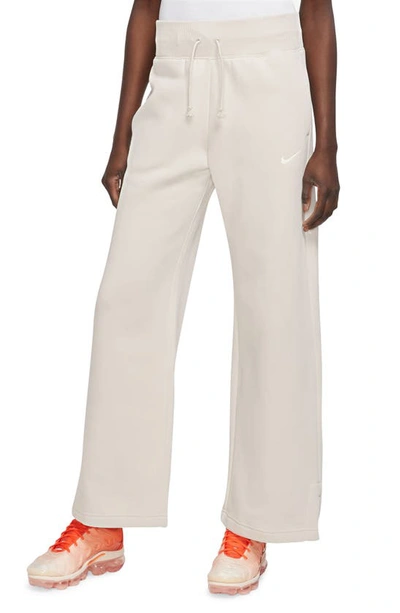 Shop Nike Sportswear Phoenix High Waist Wide Leg Sweatpants In Lt Orewood Brn/ Sail