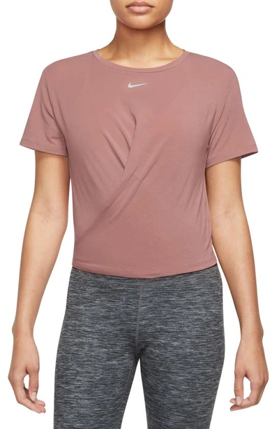 Shop Nike One Luxe Dri-fit Top In Red Stardust/ Reflective Silv