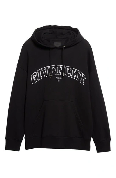 Shop Givenchy Collegiate Logo Cotton Graphic Hoodie In 001-black