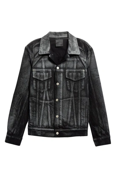 Shop Givenchy Painted Denim Trucker Jacket In 002-black/ Grey