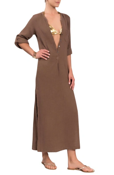 Everyday Ritual Tracey Cotton Caftan In Mushroom