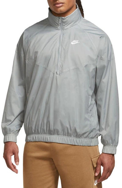 Shop Nike Water Repellent Half Zip Pullover In Light Smoke Grey/ White