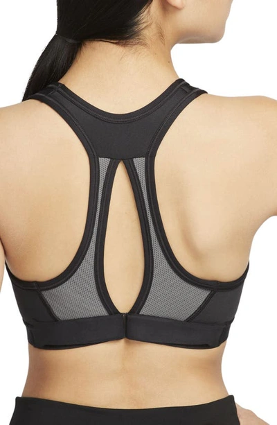 Shop Nike Dri-fit Swish High Support Sports Bra In Black/ Iron Grey/ White