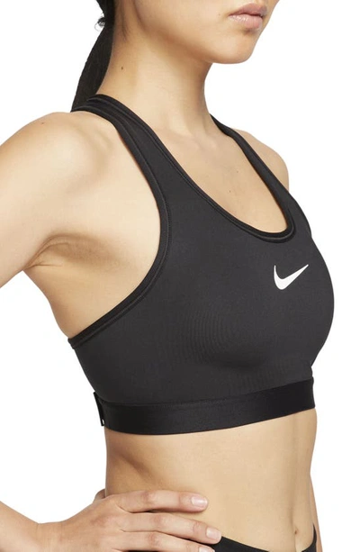 Shop Nike Dri-fit Swish High Support Sports Bra In Black/ Iron Grey/ White