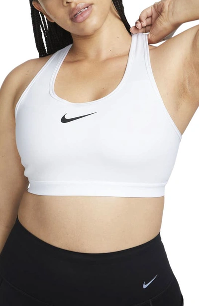 Shop Nike Dri-fit Swish High Support Sports Bra In White/ White/ Black