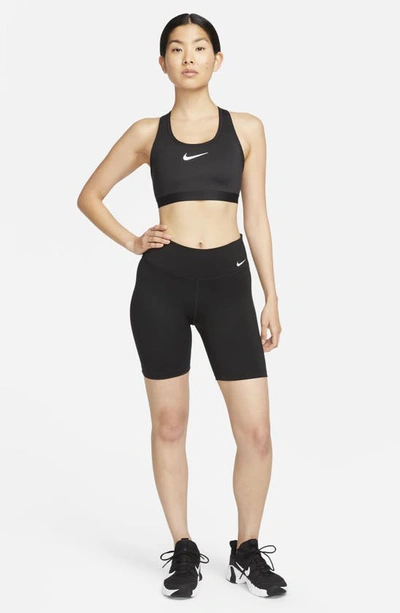Shop Nike Dri-fit Swish High Support Sports Bra In Black/ Iron Grey/ White
