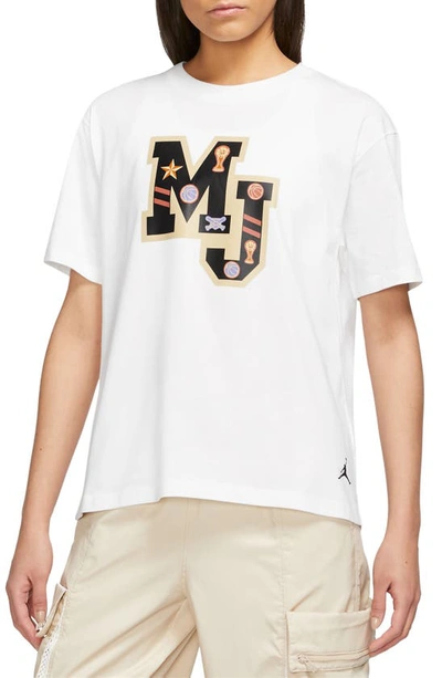 Shop Jordan Mj Graphic T-shirt In White/ Black