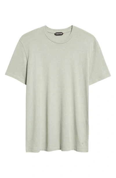 Shop Tom Ford Mélange Crewneck T-shirt In Mint