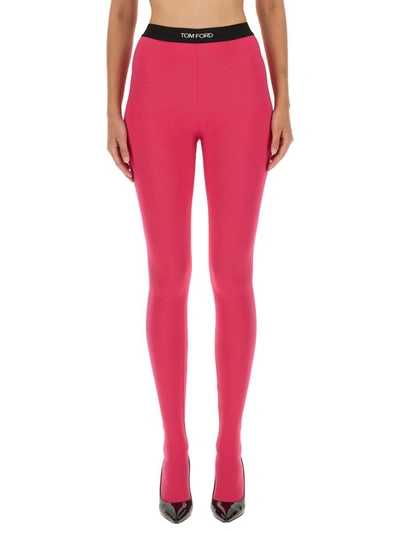 Shop Tom Ford Leggings With Logo In Purple