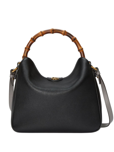 Shop Gucci Black Diana Medium Leather Tote Bag
