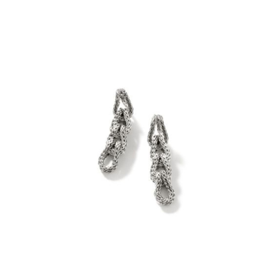 Shop John Hardy Asli Classic Chain Link Silver Drop Earrings - Eb900938 In Silver-tone