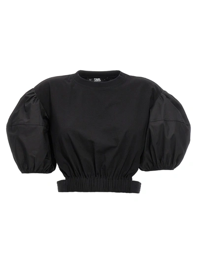 Shop Karl Lagerfeld Cut-out T-shirt Black