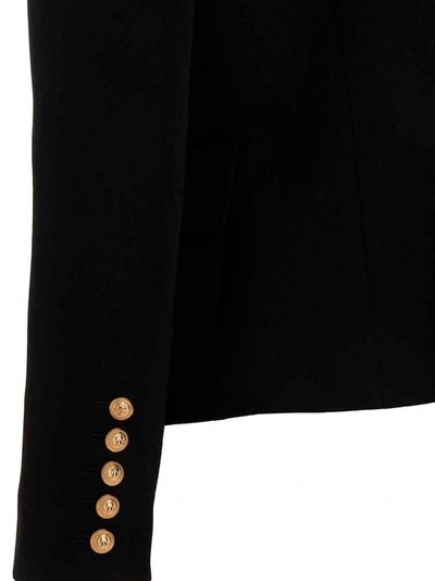 Shop Balmain Double Breast Blazer Jacket With Logo Buttons Jackets Black