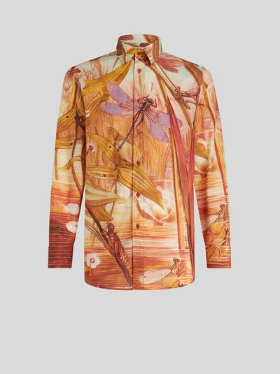 Shop Etro Oversize Printed Shirt In Brown