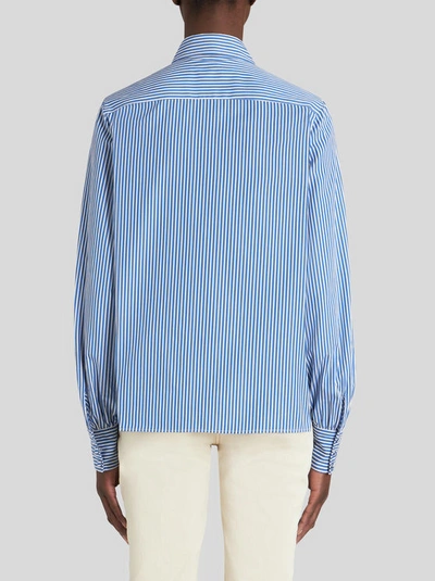 Shop Etro Striped Shirt With  Logo In Navy Blue