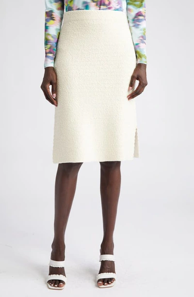 Shop St John Zigzag Stitch Tweed Knit Skirt In Ecru/ Vanilla