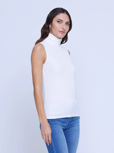 Shop L Agence Ceci Sleeveless Turtleneck In Off White