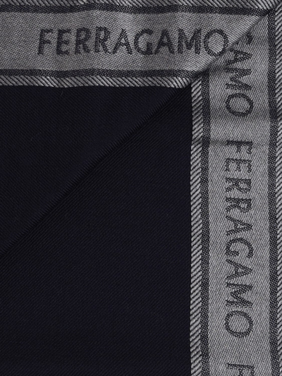 Shop Ferragamo Scarf With Lettering Logo In Blue