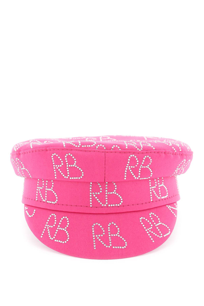 Shop Ruslan Baginskiy Rhinestones Baker Boy Cap In Pink (pink)