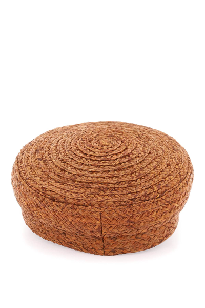 Shop Ruslan Baginskiy Raffia Baker Boy Hat With Embroidery In Brown (brown)