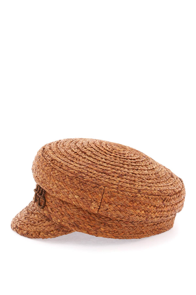 Shop Ruslan Baginskiy Raffia Baker Boy Hat With Embroidery In Brown (brown)