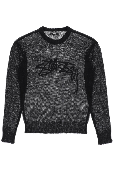 Loose Knit Logo Sweater In Black