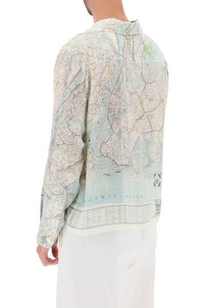 Shop Bode New York City Map Silk Shirt In Multi