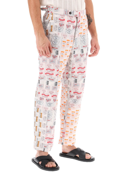 Shop Bode Clinton Street Label Patchwork Pants In Multi (white)