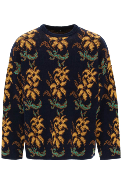 Shop Etro Sweater With Floral Pattern In Blue (blue)