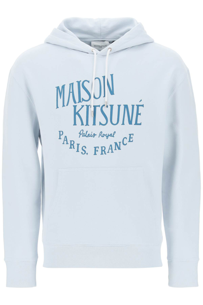 Shop Maison Kitsuné Palais Royal Hoodie In Grey Blue (light Blue)