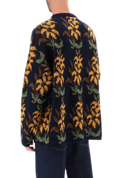Shop Etro Sweater With Floral Pattern In Blue (blue)