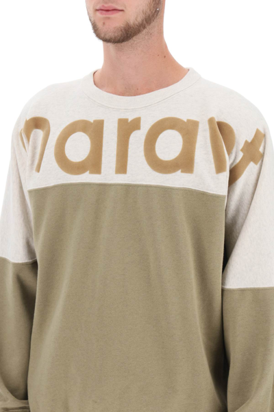 Shop Isabel Marant Howley Crewneck Sweatshirt In Khaki (grey)