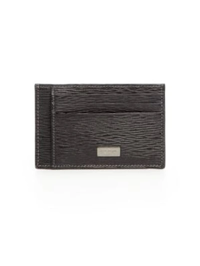 Ferragamo Revival Flat Leather Card Case, Black