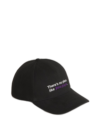 Shop Palm Angels Slogan Detailed Baseball Cap In Black
