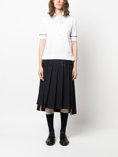 Shop Thom Browne Embroidered-detail Polo In White