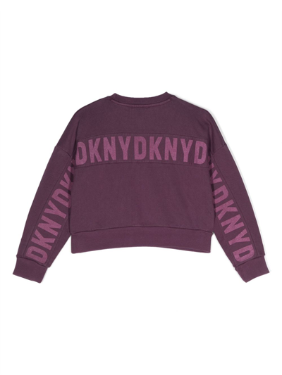 Dkny Logo-print Cotton Sweatshirt In Purple