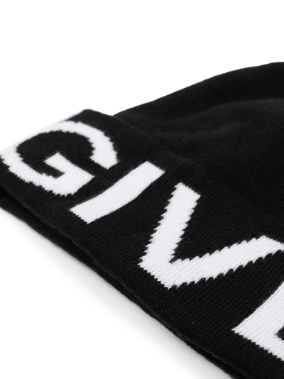 Shop Givenchy Logo-print Beanie Hat In Black