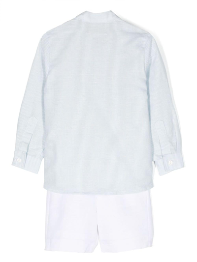 Amaya Pinstriped Linen-cotton Shirt And Shorts Set In Blue