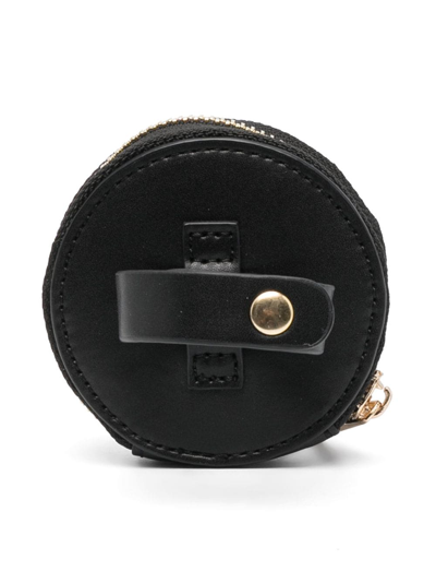 Shop Monnalisa Bow-detail Leather Wrist Bag In Black
