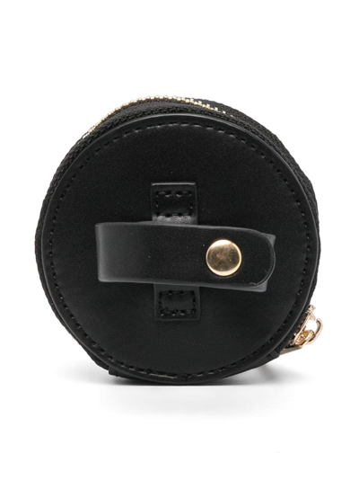 Monnalisa Bow-detail Leather Wrist Bag In Black