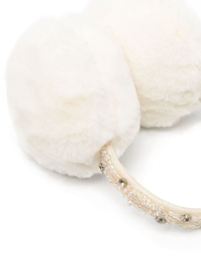 Shop Monnalisa Rhinestone-embellished Ear Muffs In White