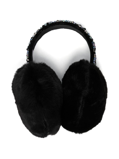 Shop Monnalisa Bead-embellished Ear Muffs In Black