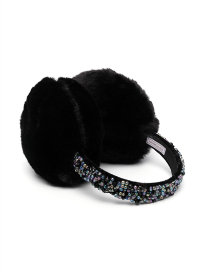 Shop Monnalisa Bead-embellished Ear Muffs In Black