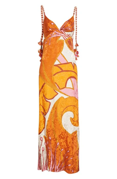 Shop Johanna Ortiz Written Fantasy Floral Jacquard Maxi Dress In Tropical Ecru/ Clay/ Pink