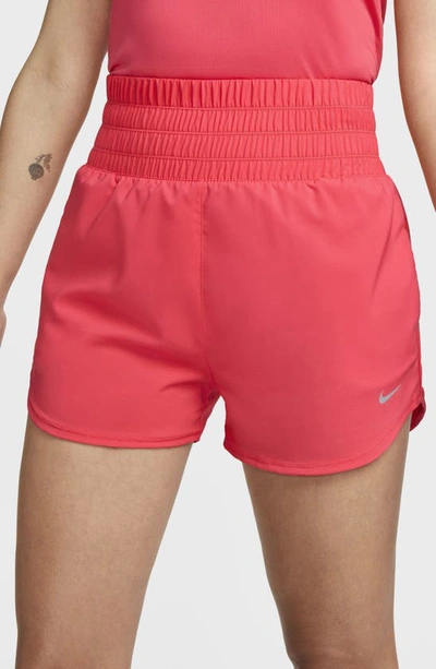 Shop Nike Dri-fit Ultrahigh Waist 3-inch Brief Lined Shorts In Light Fusion Red