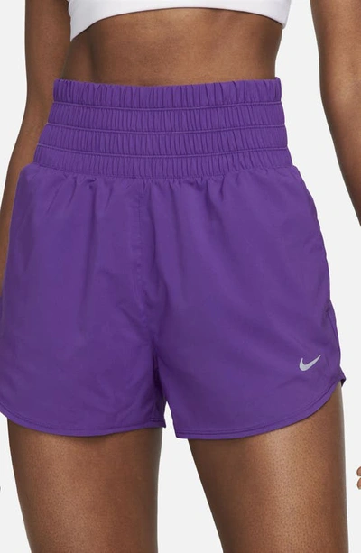 Shop Nike Dri-fit Ultrahigh Waist 3-inch Brief Lined Shorts In Purple Cosmos