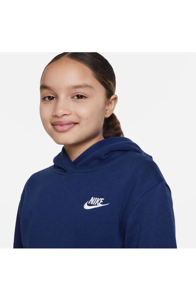 Shop Nike Kids' Club Fleece Hoodie In Midnight Navy/ White